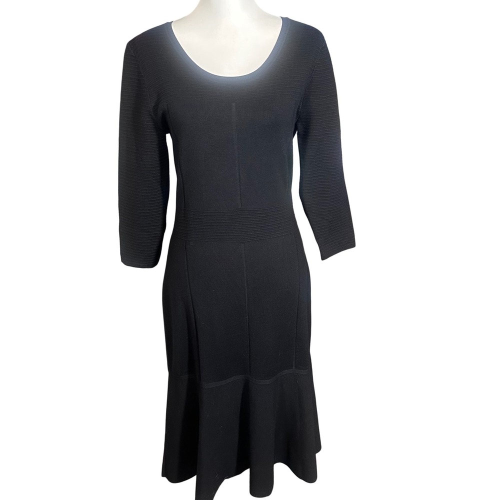 Soft Surroundings Raffinato Dress NWT Women's Size M Black Fit Flare‎ Scoop Neck